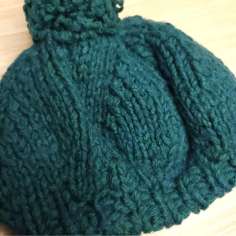 Unbranded Handmade Toddler Knit Teal Hat